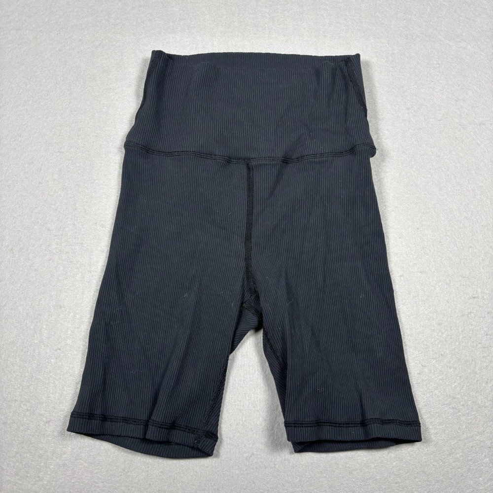 Aerie Offline Women's High Waisted Ribbed Biker Shorts‎ Size Small Black 6.5"